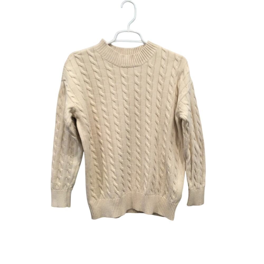Gap Kids Fisherman Sweater Girl 14 16 Chunk Cable Knit Ivory Prep Organic Cotton